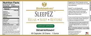 "SleepEZ Supplement Label - Ingredients for Relaxing and Rejuvenating Sleep"