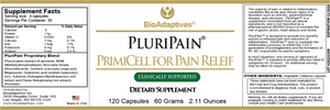 "PluriPain® Supplement Label - Advanced Ingredients for Effective Pain Relief"