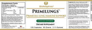 Primilungs® Supplement Label - Ingredients and Information